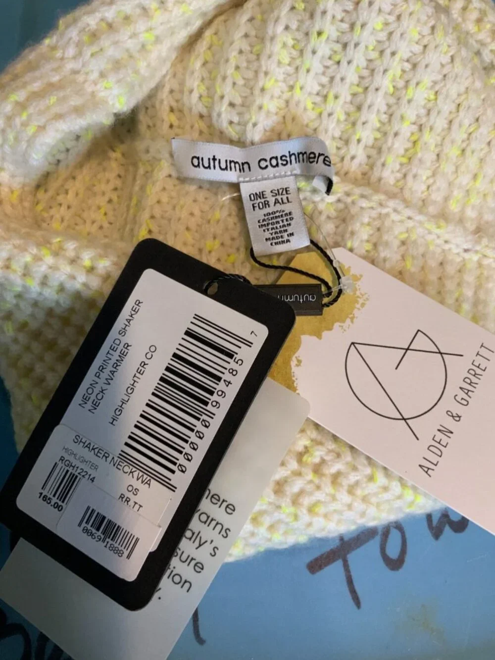 Autumn Cashmere Cream Neon Shaker Neck Warmer Cowl NWT $165